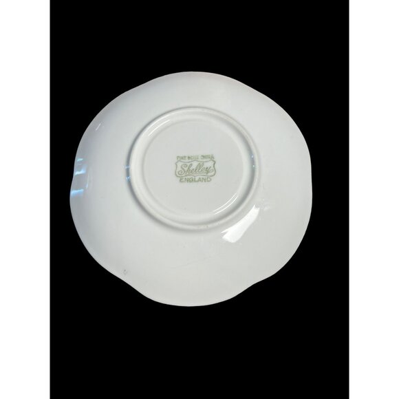 Shelley STOCKS Pattern Demitasse Cup and Saucer Dainty Shape Bone China England - Picture 9 of 9